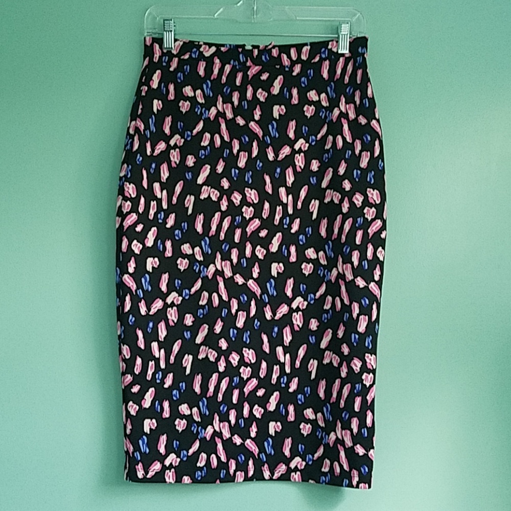 I Heart Ronson Blue Pink Black Pencil Skirt S